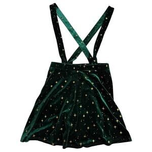 Allegra K Green Velvet Star Suspender Skirt Women’s Small (NWT)